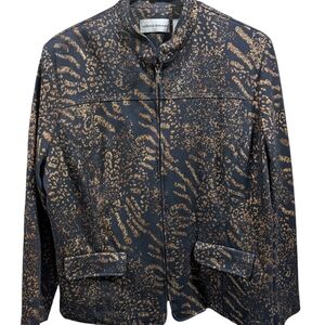 Alfred Dunner Navy and Gold Patterned Jacket